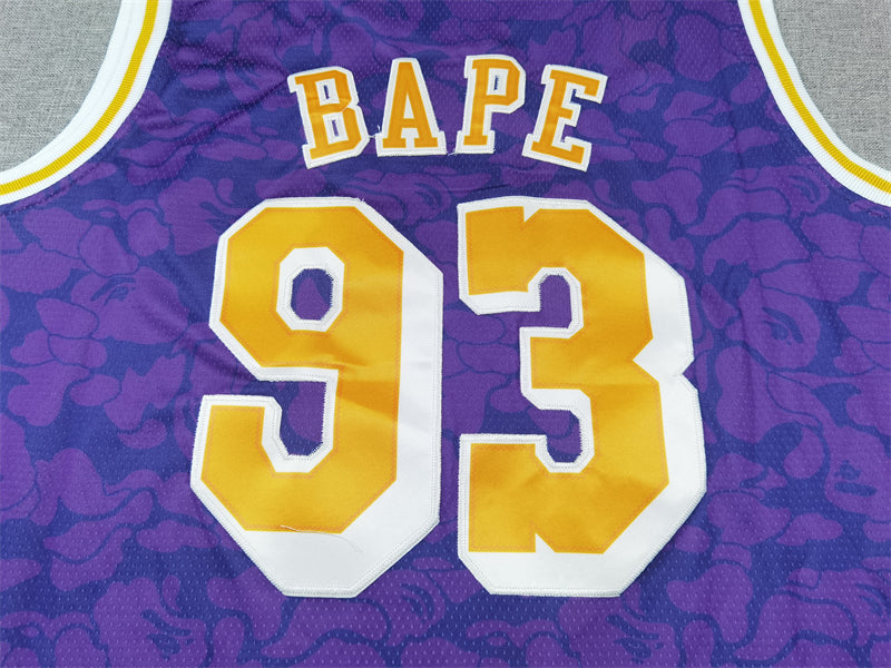 Men's Los Angeles Lakers BAPE #93 Purple 1996/97 Hardwood Classics Swingman Jersey1