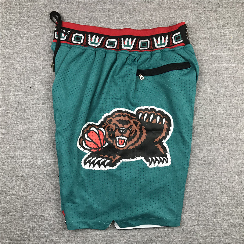 Men's Memphis Grizzlies 1995-96 Green Hardwood Classics Basketball Shorts1