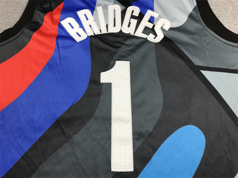 Men's Brooklyn Nets Mikal Bridges #1 Black 2023/24 Swingman Jersey1 - City Edition