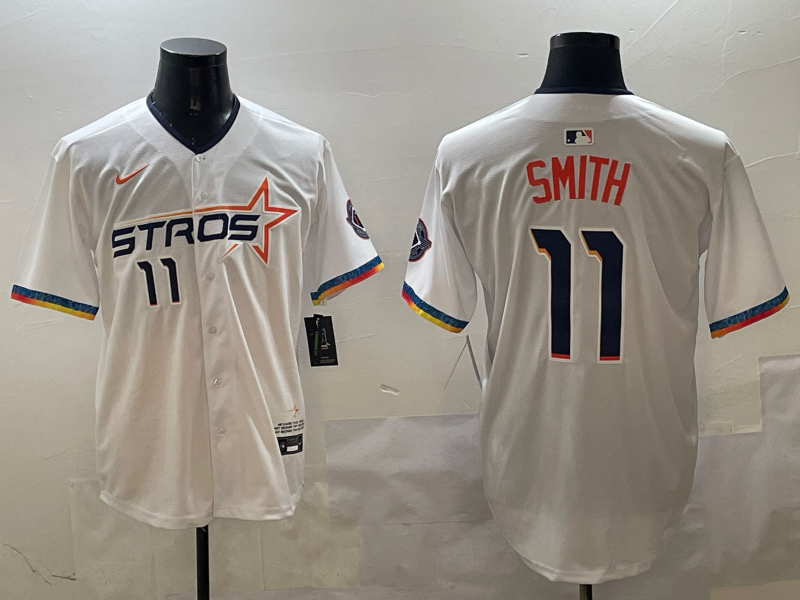 Men's Houston Astros Cam Smith #11 White 2025 City Connect Limited Player Jersey1