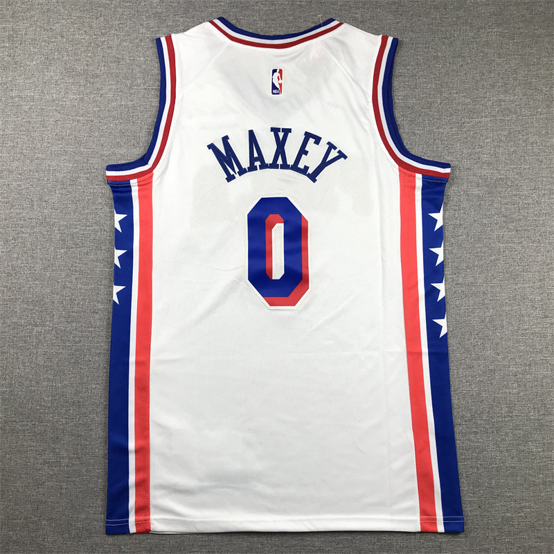 Men's Philadelphia 76ers Tyrese Maxey White Fastbreak Replica Player Jersey1