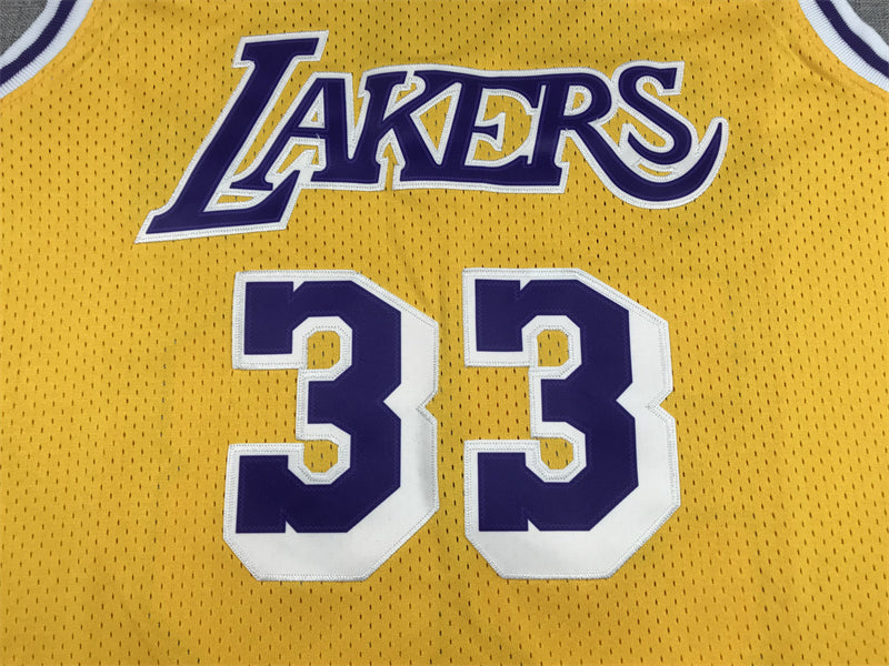 Men's Los Angeles Lakers Kareem Abdul-Jabbar Gold Hardwood Classics Jersey1
