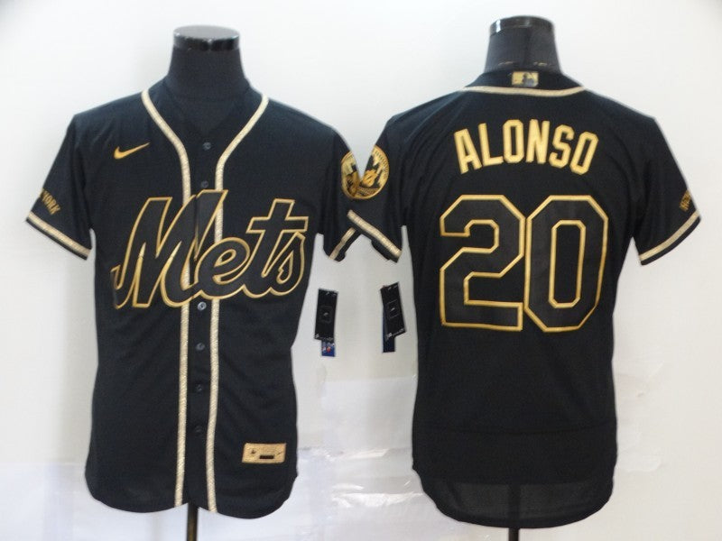 Men's New York Mets Pete Alonso #20 Black Stitched Jersey1