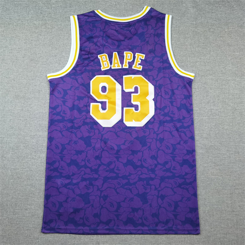Men's Los Angeles Lakers BAPE #93 Purple 1996/97 Hardwood Classics Swingman Jersey1