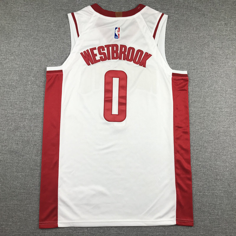Men's Houston Rockets Russell Westbrook #0 White Classics Swingman Jersey1
