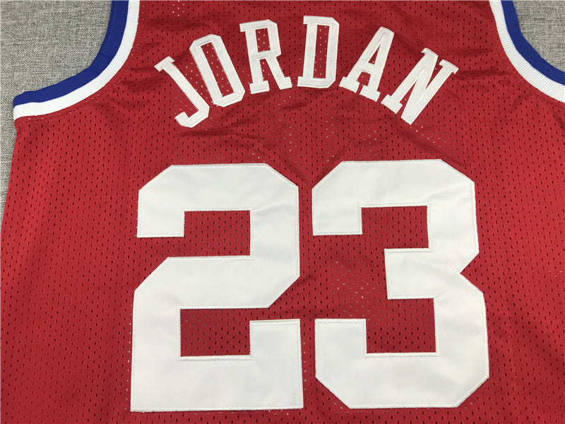 Men's 89 All Star Chicago Bulls Michael Jordan Red Hardwood Classics Swingman Jersey1