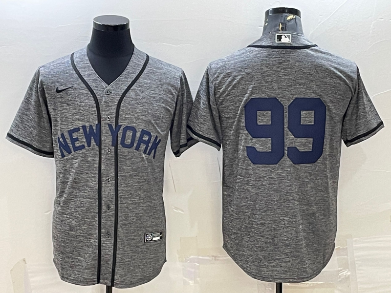Men's New York Yankees Aaron Judge #99 Gray Replica Game Name Jersey1