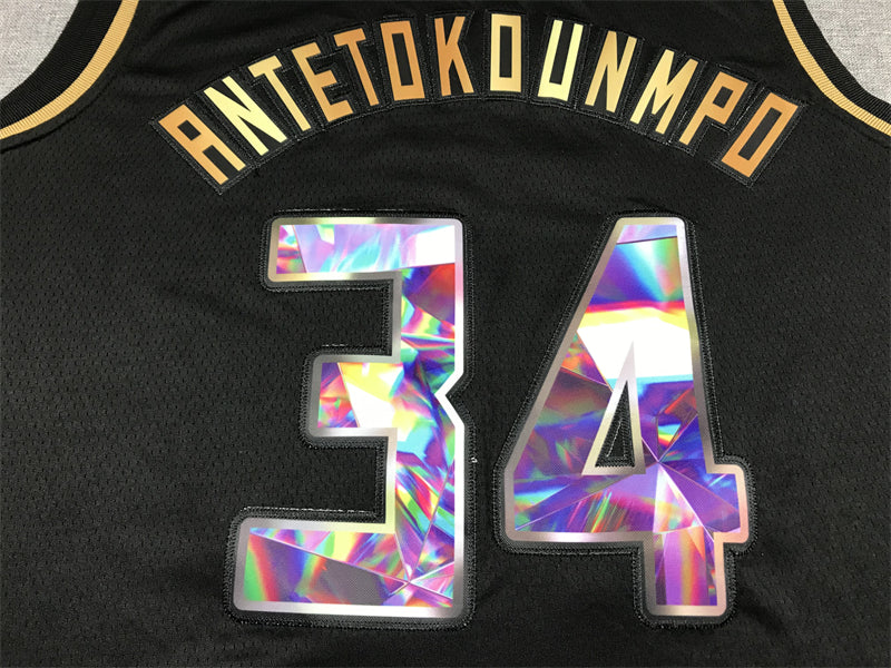 Men's Milwaukee Bucks Giannis Antetokounmpo #34 NBA Black Swingman Player Jersey1