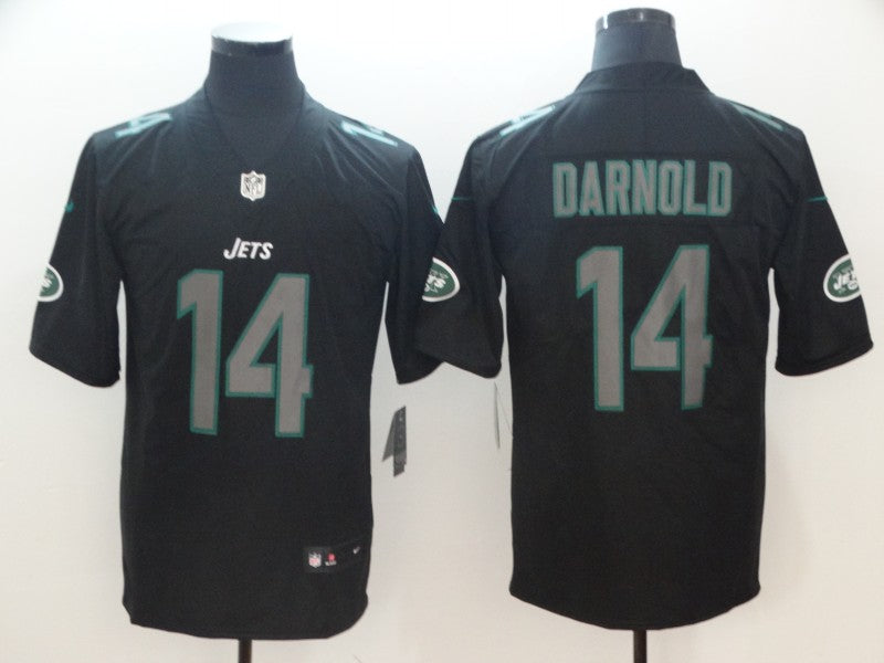 Men's New York Jets Sam Darnold #14 Black Player Game Jersey1