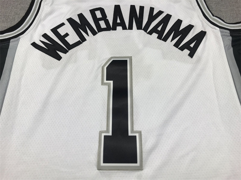 Men's San Antonio Spurs Victor Wembanyama #1 White 2022/23 Swingman Jersey1 - Association Edition