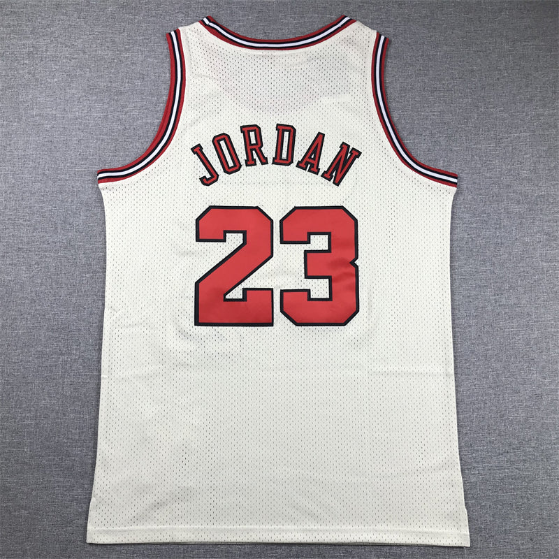 Men's Chicago Bulls Michael Jordan #23 Cream Hardwood Classics Swingman Jersey1