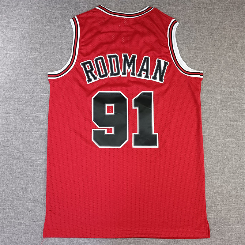 Men's Chicago Bulls Dennis Rodman Red 1997-98 Hardwood Classics Swingman Jersey1