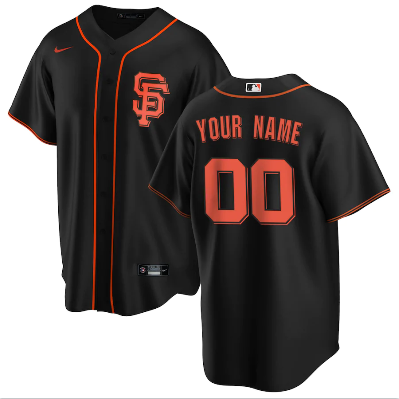 Men's San Francisco Giants Black Alternate Replica Custom Jersey1