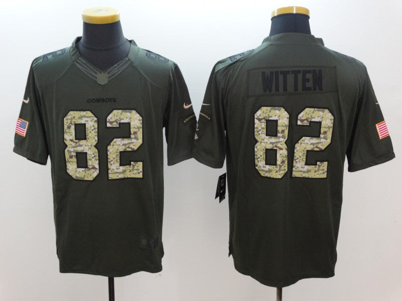 Men's Dallas Cowboys Jason Witten #82 Army Green Game Jersey1