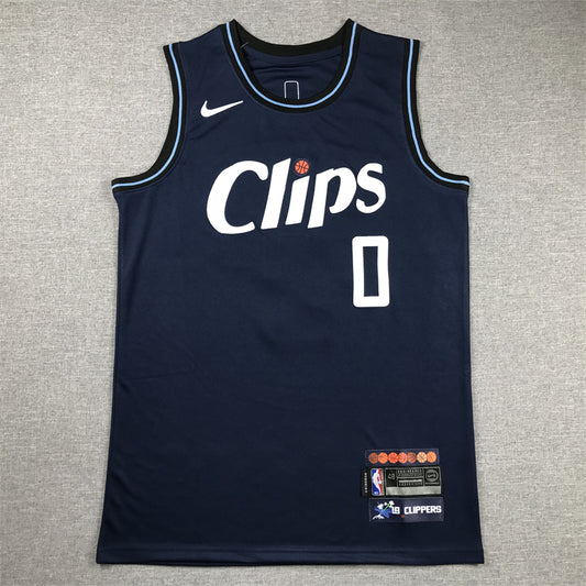 Men's LA Clippers Russell Westbrook #0 Navy 2023/24 Swingman Jersey1 - City Edition