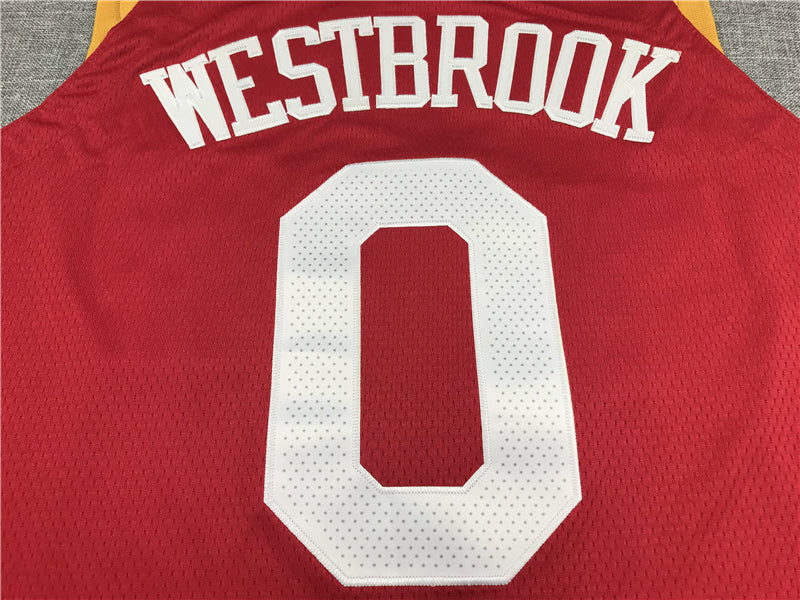 Men's Houston Rockets Russell Westbrook #0 NBA Classics Swingman Jersey1 - Retro Red
