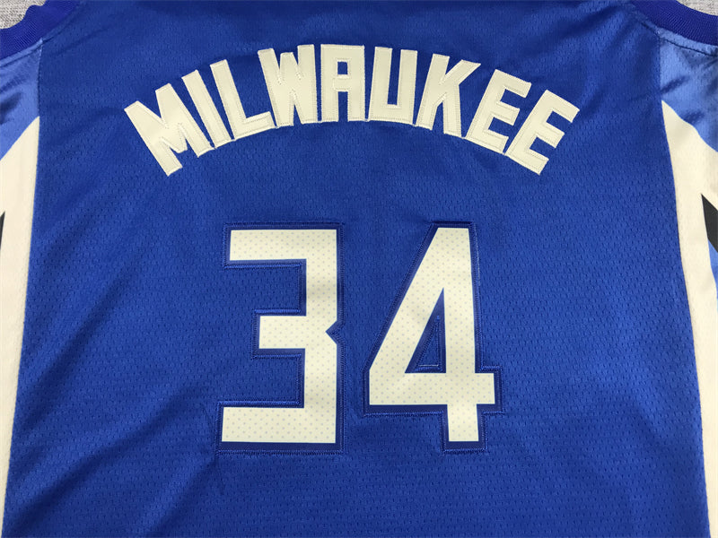 Men's Milwaukee Bucks Giannis Antetokounmpo #34 Royal 2022/23 Swingman Jersey1 - City Edition