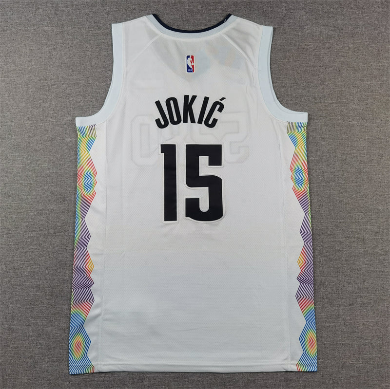 Men's Denver Nuggets Nikola Jokic #15 White 2024/25 Swingman Player Jersey1 - City Edition