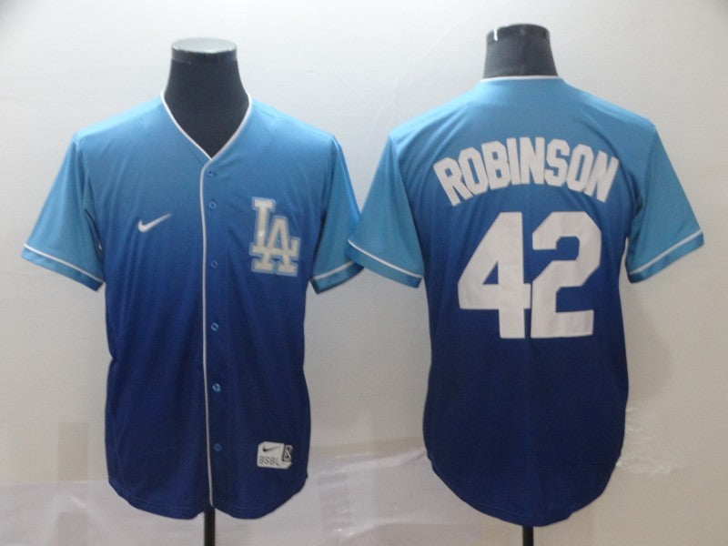 Men's Los Angeles Dodgers Jackie Robinson #42 Blue Stitched Baseball Jersey1
