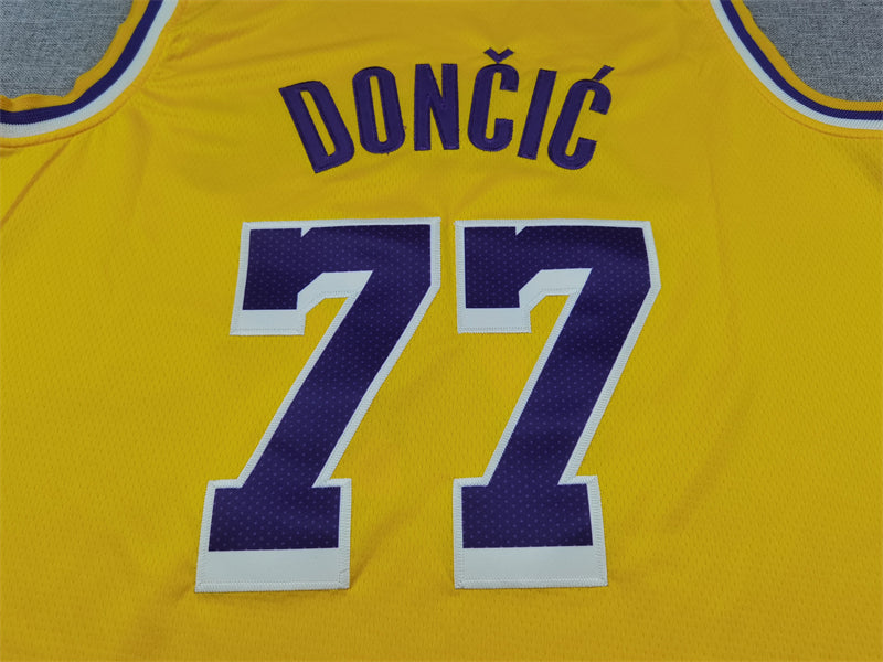 Men's Los Angeles Lakers Luka Doncic #77 Gold Swingman Jersey1 - Icon Edition