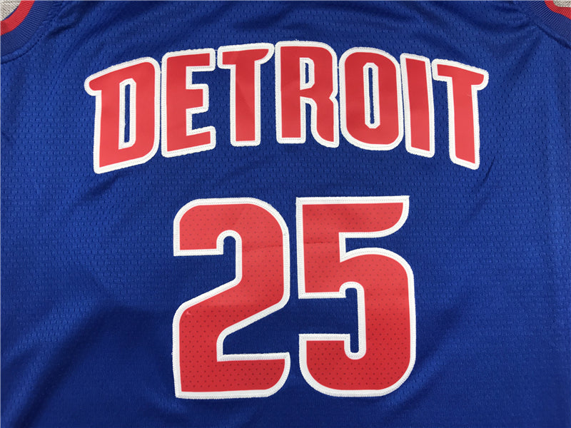 Men's Detroit Pistons Derrick Rose Blue 2021/22 Fast Break Replica Jersey1