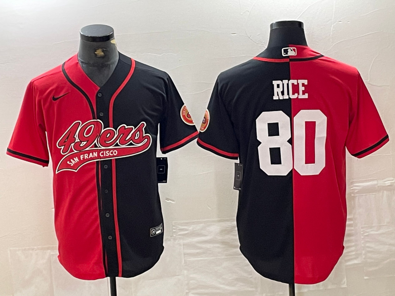 Men's San Francisco 49ers Jerry Rice #80 Red/Black Game Player Jersey1 Joint Edition