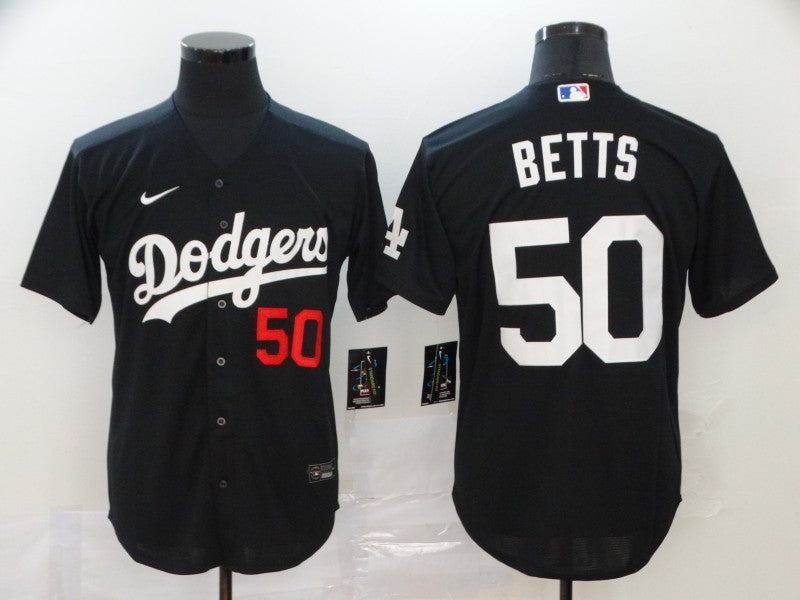 Men's Los Angeles Dodgers Mookie Betts #50 Black Stitched Jersey1