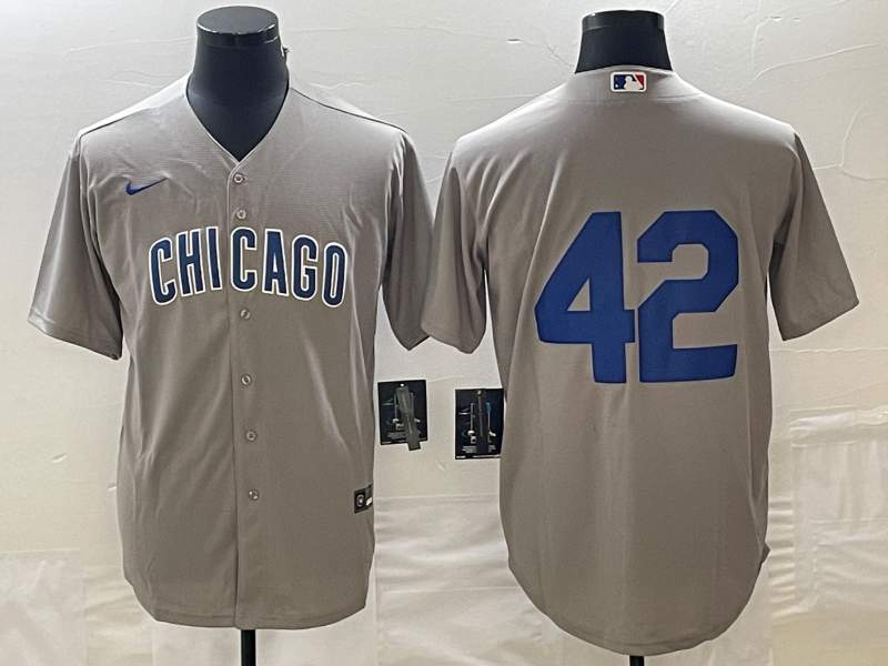 Men's Chicago Cubs #42 Gray Road 2024 Jackie Robinson Day Elite Jersey1