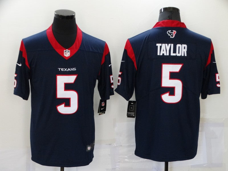 Men's Houston Texans Tyrod Taylor #5 Navy Game Jersey1