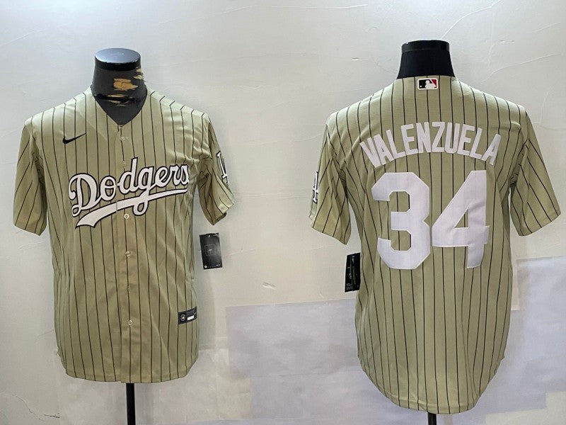 Men's Los Angeles Dodgers Fernando Valenzuela #34 Gold Replica Baseball Jersey1