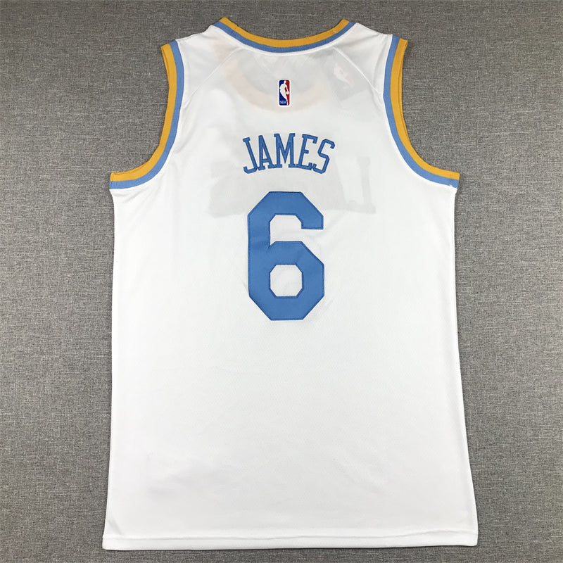 Men's Los Angeles Lakers LeBron James #6 White 2022/23 Swingman Jersey1 - Classic Edition