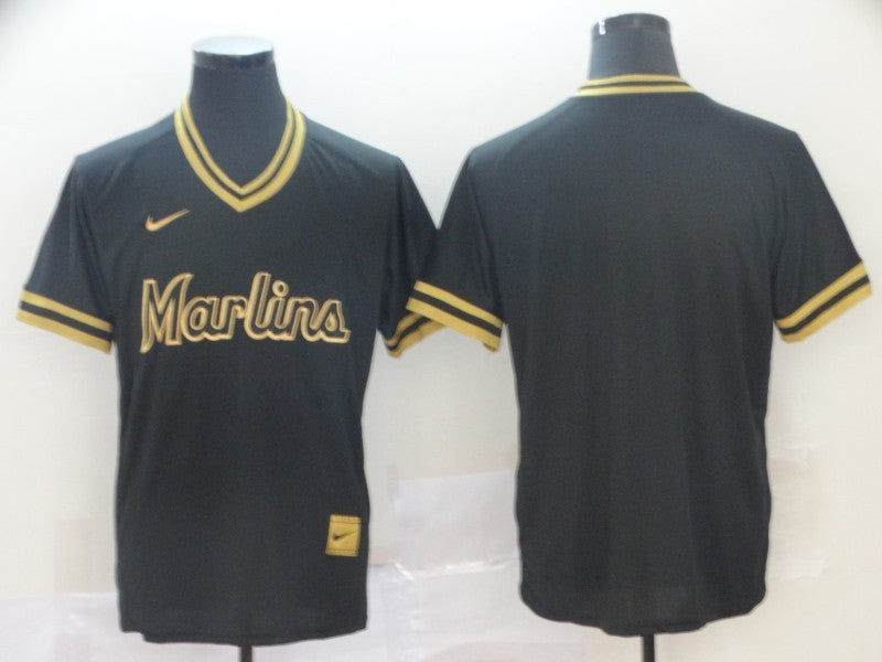 Men's Miami Marlins Black Replica Blank Jersey1