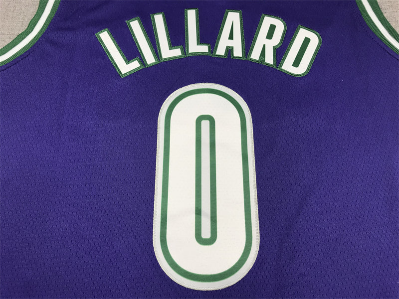 Men's Milwaukee Bucks Damian Lillard #0 Purple Swingman Jersey1 - Classic Edition