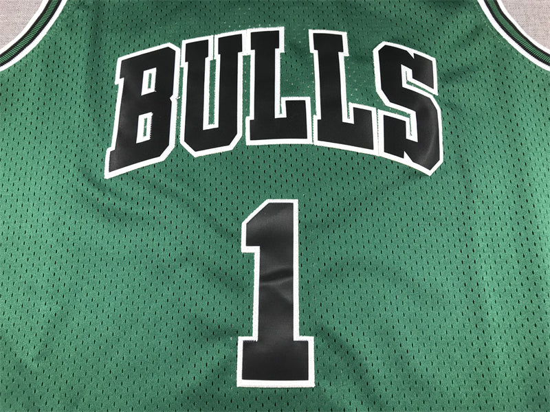 Men's Chicago Bulls Derrick Rose #1 Green Swingman Jersey1