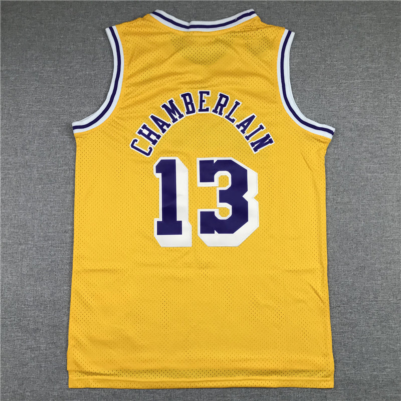 Men's Los Angeles Lakers Wilt Chamberlain #13 Yellow Classics Swingman Jersey1