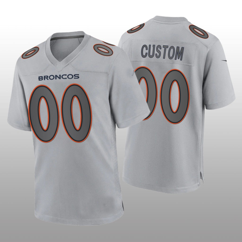 Custom1 Denver Broncos Gray Atmosphere Game Jersey1 Stitched American Football Jerseys