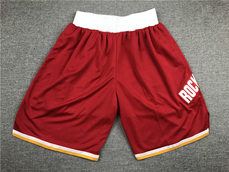 Men's Houston Rockets Red Throwback Basketball Shorts1