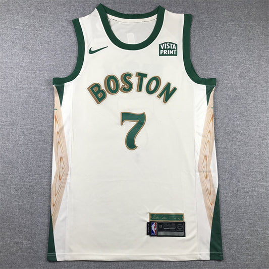 Men's Boston Celtics Jaylen Brown #7 White 2023/24 Swingman Jersey1 - City Edition