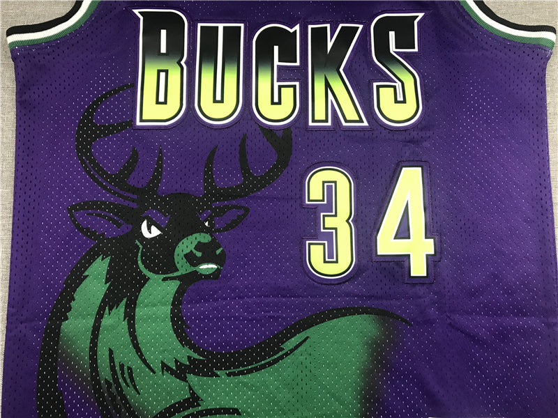 Men's Milwaukee Bucks Giannis Antetokounmpo #34 Purple Replica Player Jersey1