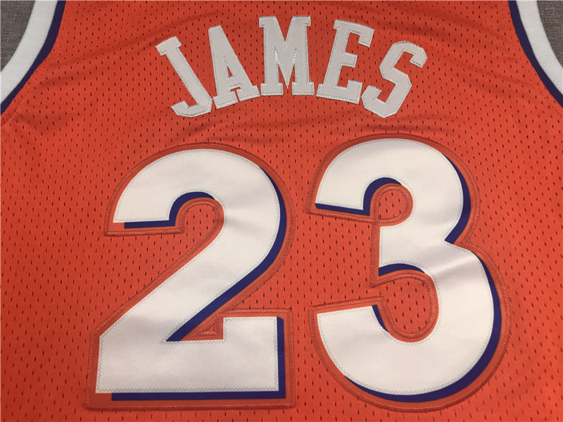 Men's Cleveland Cavaliers LeBron James Orange Hardwood Classics Swingman Jersey1