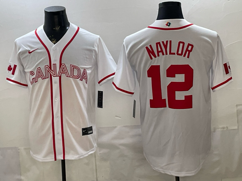 Men's Canada Baseball Josh Naylor #12 White 2026 World Baseball Classic Stadium Jersey