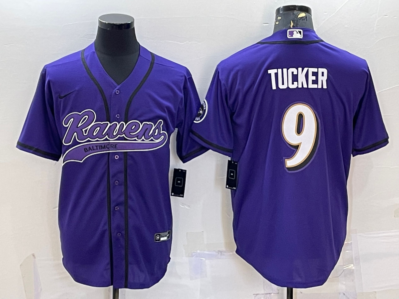 Men's Baltimore Ravens Justin Tucker #9 Purple Game Jersey1 Joint Edition