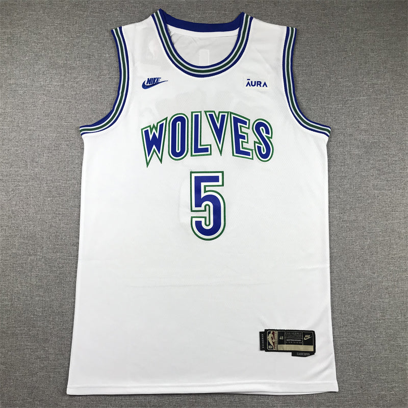 Men's Minnesota Timberwolves Anthony Edwards #5 White Swingman Jersey1