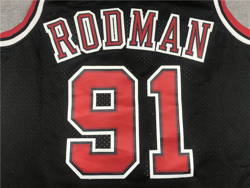 Men's Chicago Bulls Dennis Rodman 1997-98 Black Hardwood Classics Swingman Jersey1