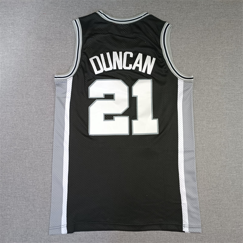 Men's San Antonio Spurs Tim Duncan Black Big & Tall Hardwood Classics Jersey1