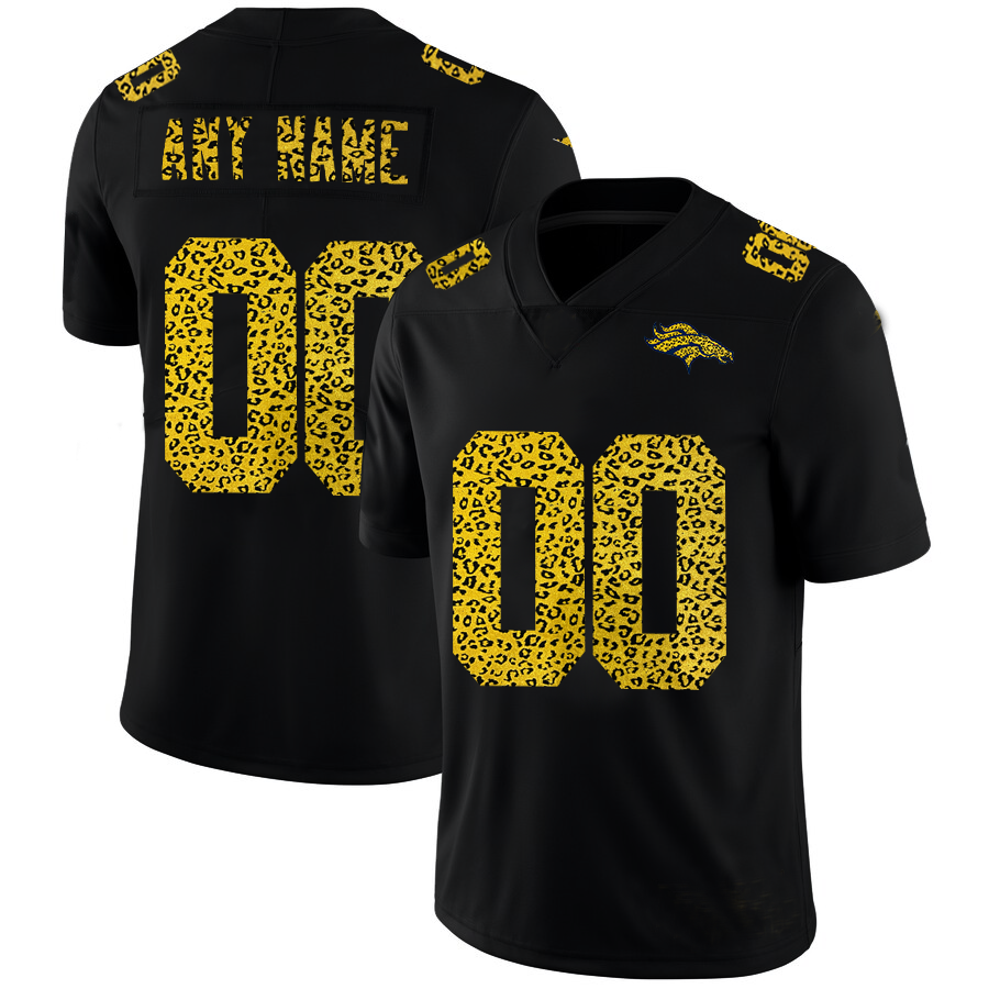 Custom1 Denver Broncos Leopard Print Fashion Vapor Limited Jersey1 Black Stitched Jersey1 American Football Jerseys