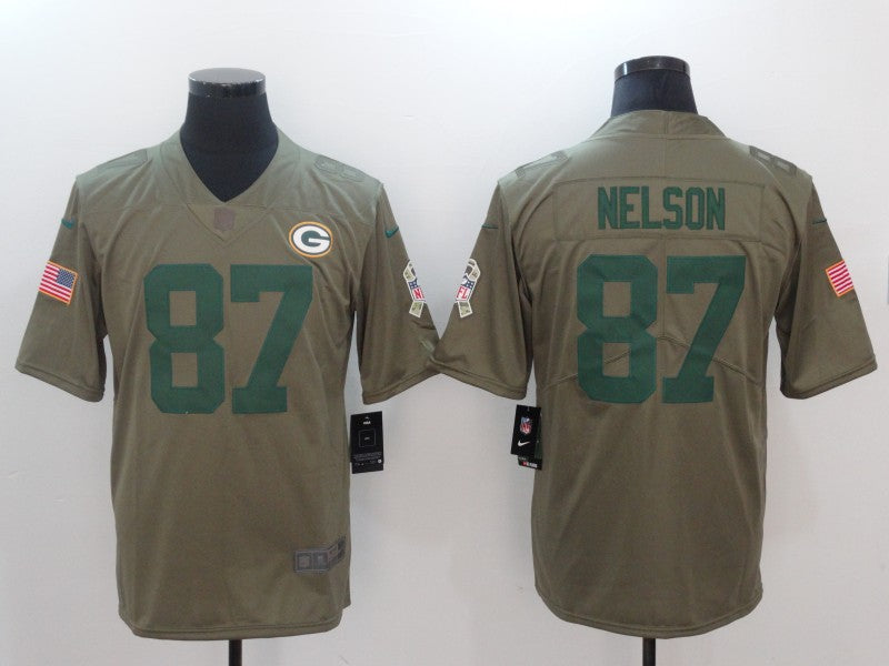 Men's Green Bay Packers Jordy Nelson #87 Brown Game Jersey1