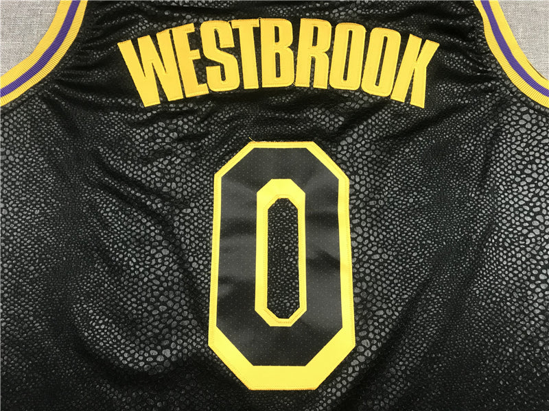 Men's Los Angeles Lakers Russell Westbrook Black City Edition Swingman Jersey1