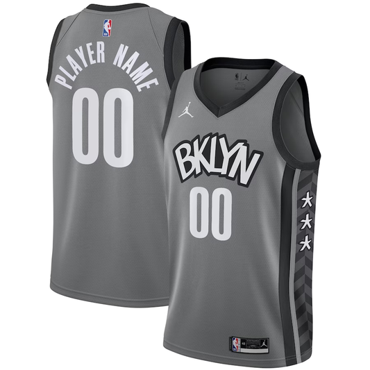 Men's Brooklyn Nets Gray Swingman Custom Jersey1 - Statement Edition