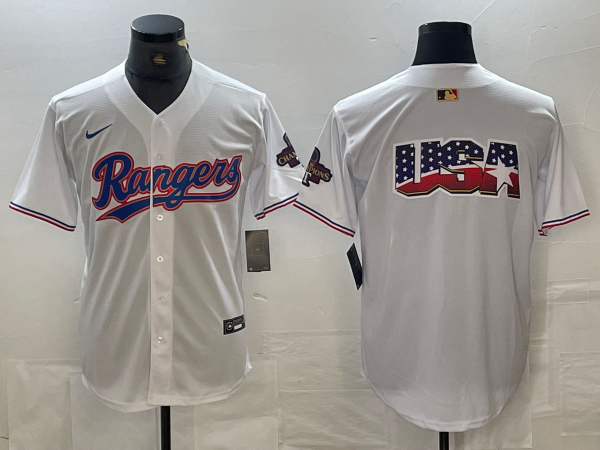 Men's Texas Rangers White 2024 Gold Collection Limited Jersey1